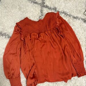 In Bloom Rust Smocked Blouse